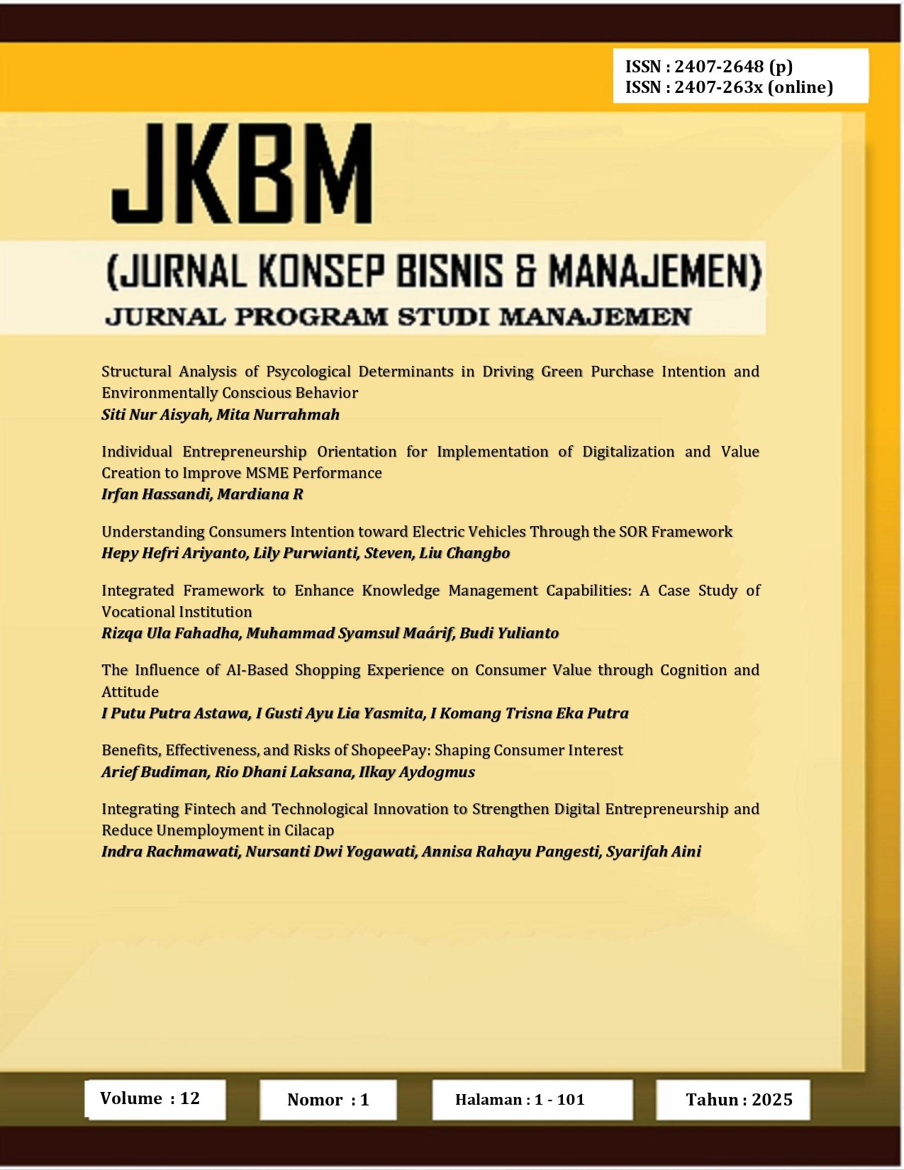 JKBM (JURNAL KONSEP BISNIS DAN MANAJEMEN)